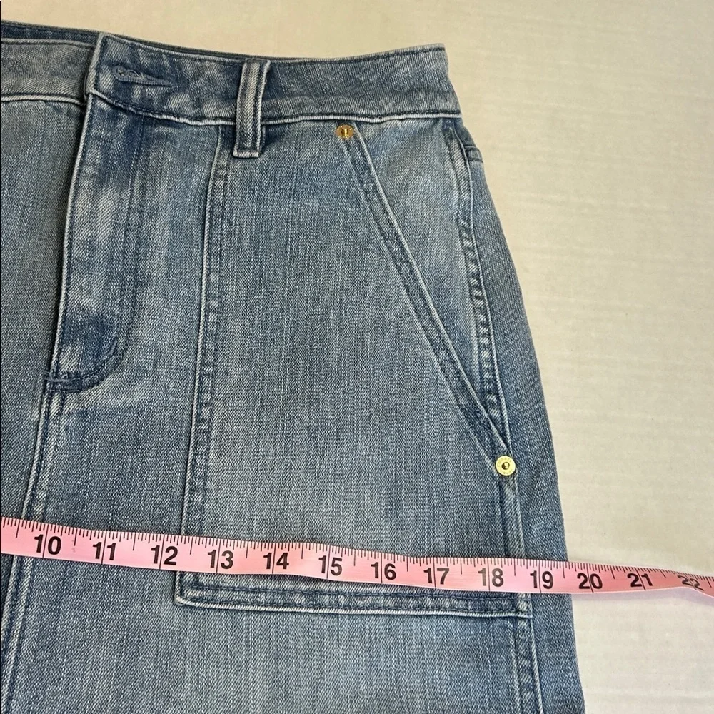 MICHAEL KORS WOMENS CARGO BLUE DENIM MIDI SKIRT SZ 6